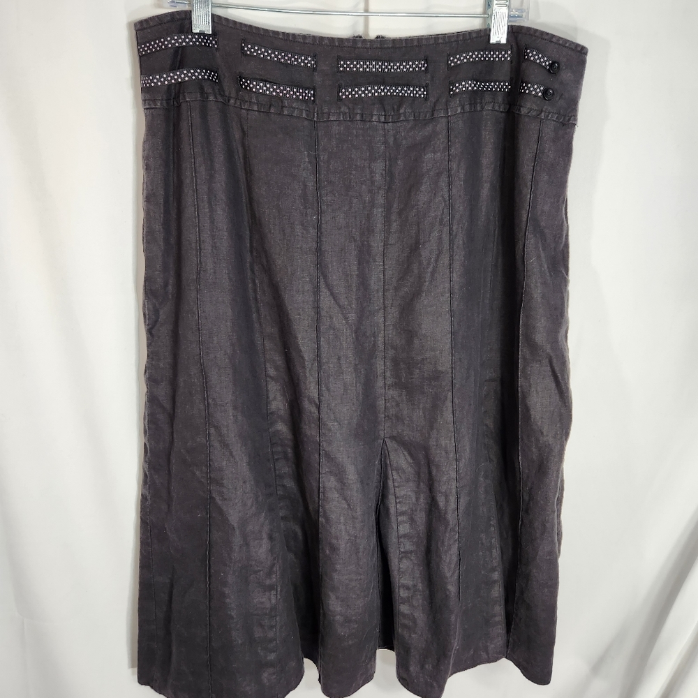 dressbarn Grey Pleated Tulip Hem Linen Skirt Plus Size 14W